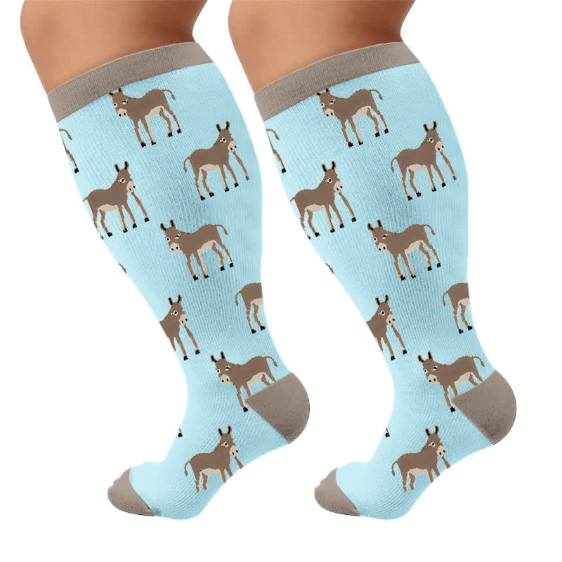Plusock Plus Size Animal Compression Socks - Brown(1 Pair) - 4XL - image 8