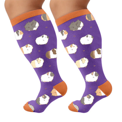 Plusock Plus Size Animal Compression Socks - Purple(1 Pair) - 4XL - image 9