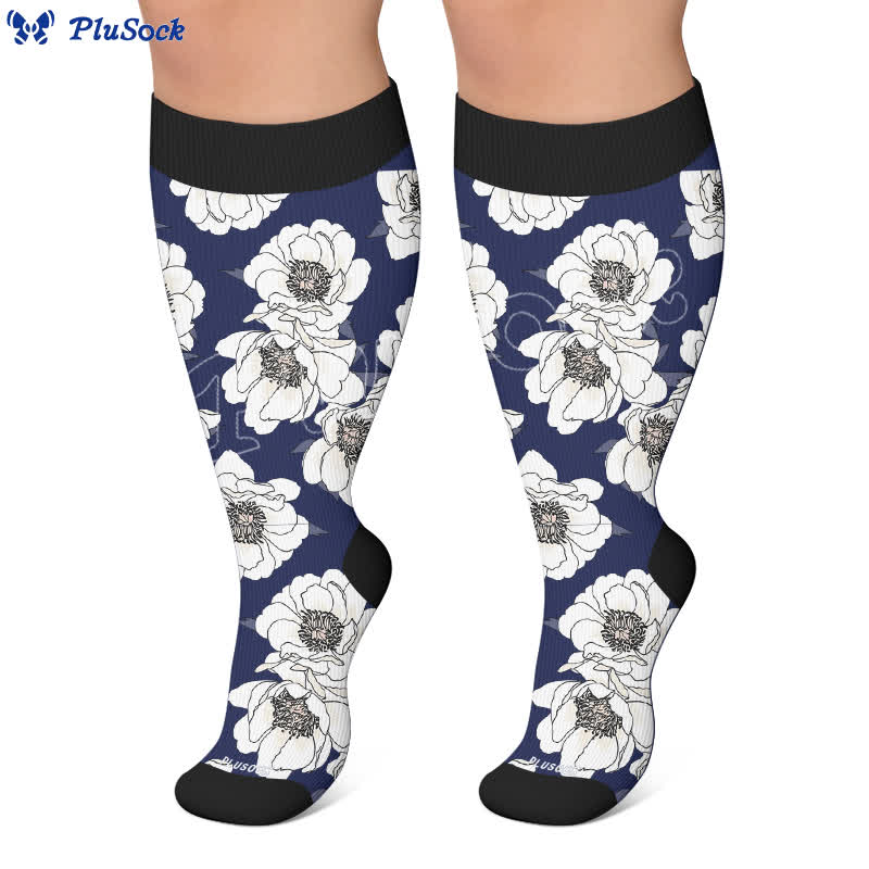Plusock Plus Size Magnolia Floral Compression Socks - image 6