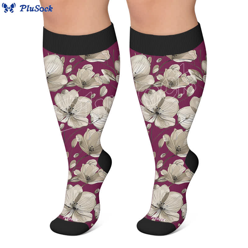 Plusock Plus Size Magnolia Floral Compression Socks - image 5