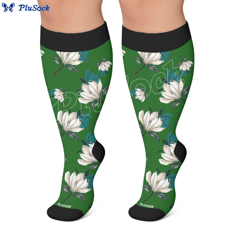 Plusock Plus Size Magnolia Floral Compression Socks - image 7