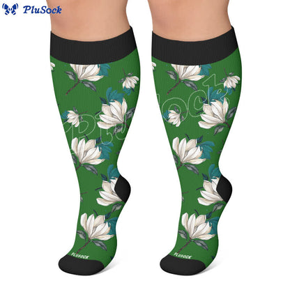 Plusock Plus Size Magnolia Floral Compression Socks - image 7