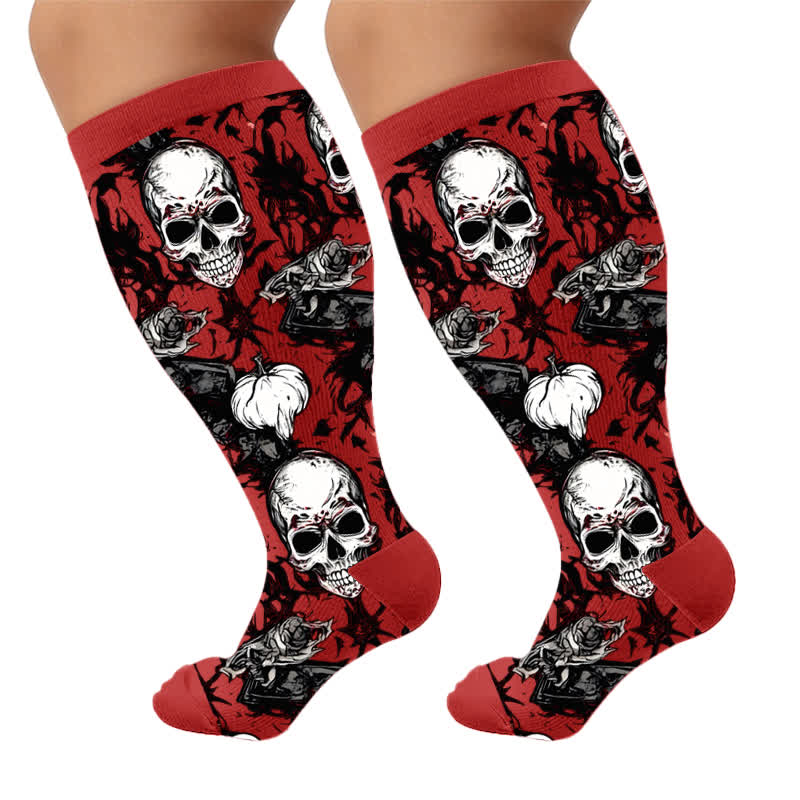 Plusock Plus Size Crossbone Compression Socks - Red(1 Pair) - 4XL - image 8