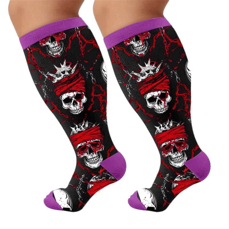 Plusock Plus Size Crossbone Compression Socks - Purple(1 Pair) - 4XL - image 10