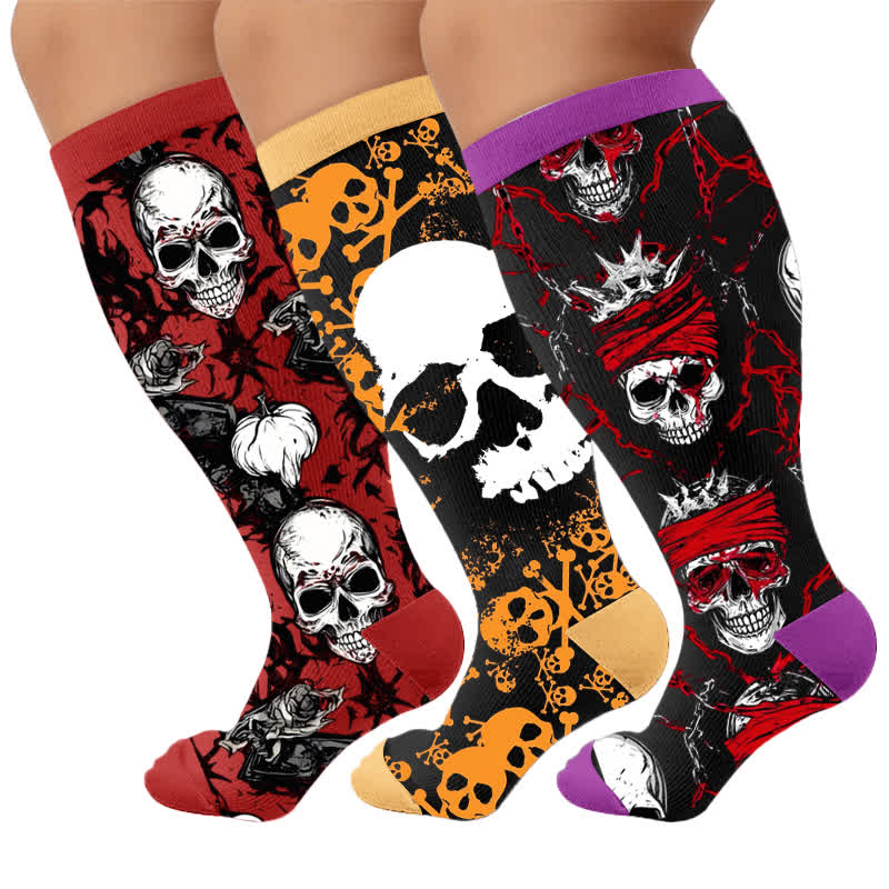 Plusock Plus Size Crossbone Compression Socks - Multicolor(3 Pairs) - 4XL - image 4