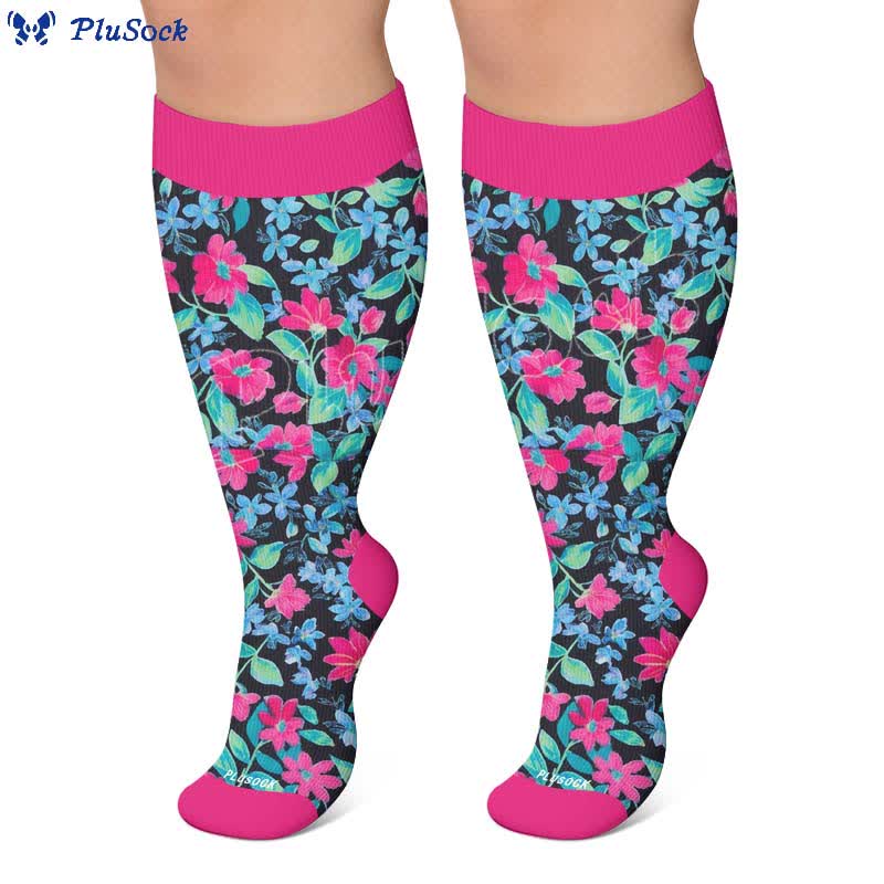 Plusock Plus Size Tropical Floral Compression Socks - image 9