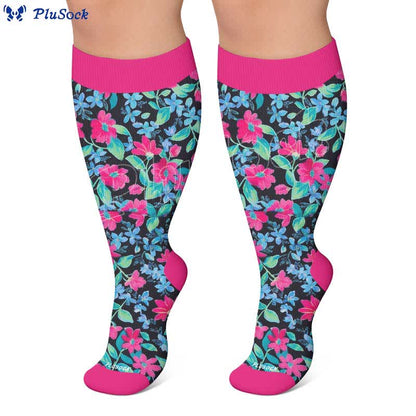Plusock Plus Size Tropical Floral Compression Socks - image 9