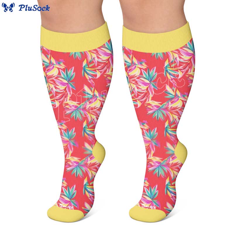 Plusock Plus Size Tropical Floral Compression Socks - image 8