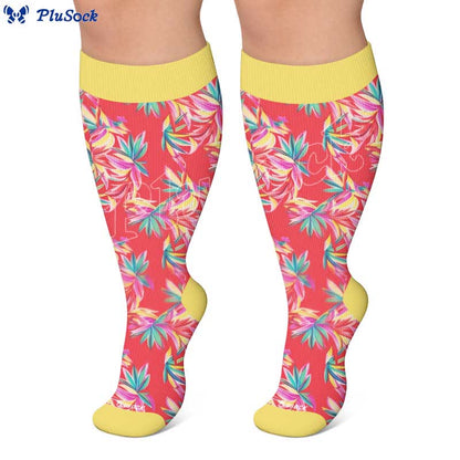 Plusock Plus Size Tropical Floral Compression Socks - image 8