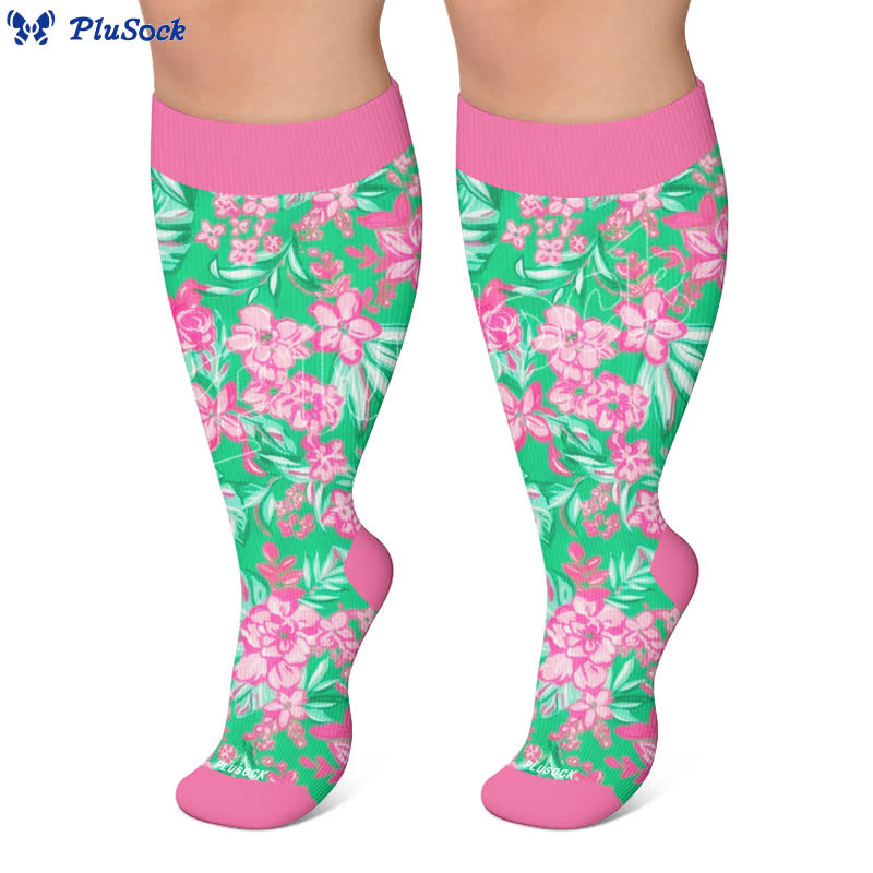 Plusock Plus Size Tropical Floral Compression Socks - image 10