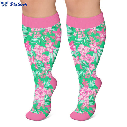 Plusock Plus Size Tropical Floral Compression Socks - image 10