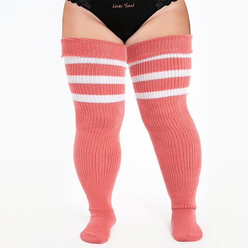 Plusock Cozy Ribbed Thigh High Socks - Light Pink-A - One Size - image 4