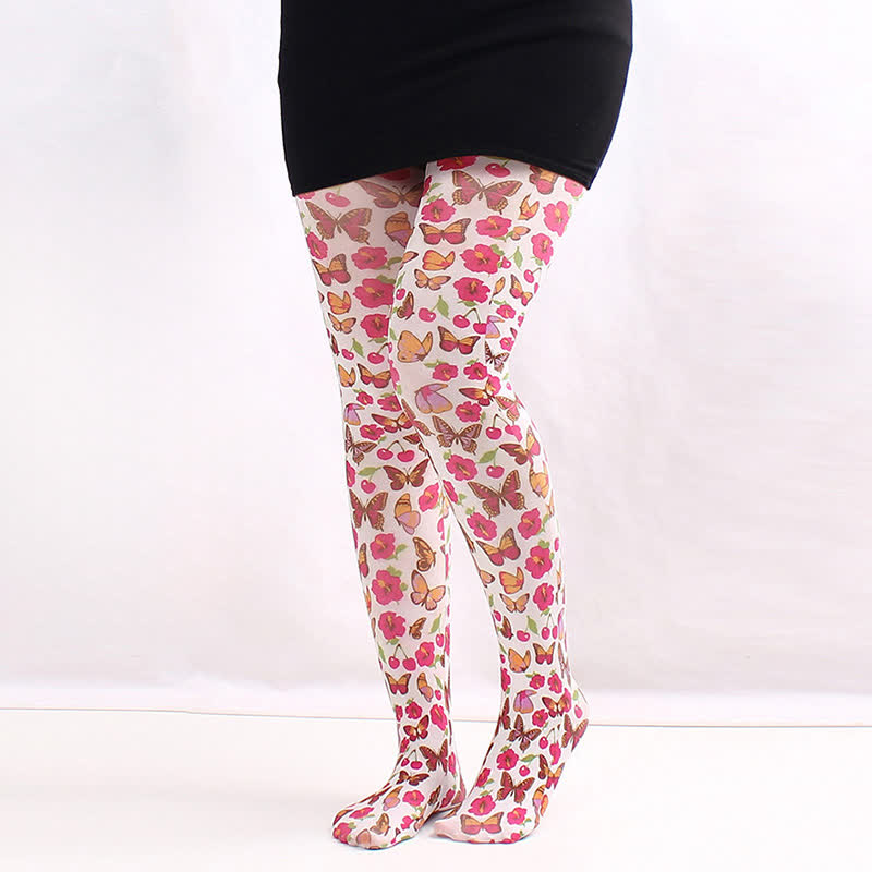 Plusock Floral Print Everyday Pantyhose - B - One Size - image 1