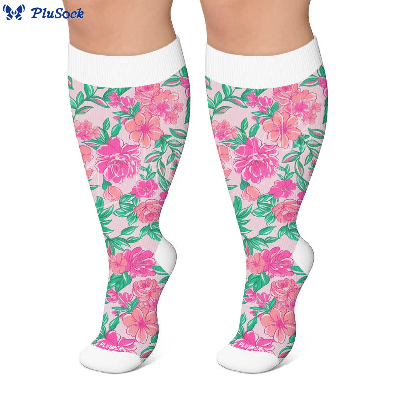 Plusock Plus Size Floral Print Compression Socks - image 6