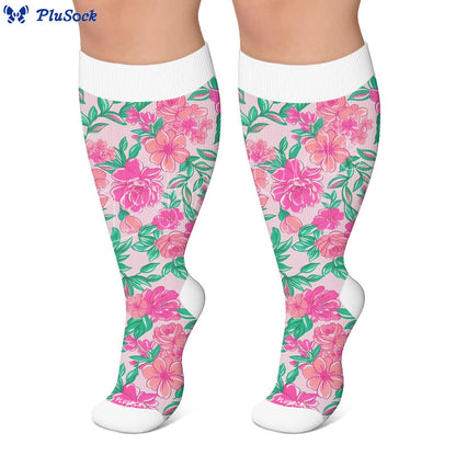 Plusock Plus Size Floral Print Compression Socks - image 6