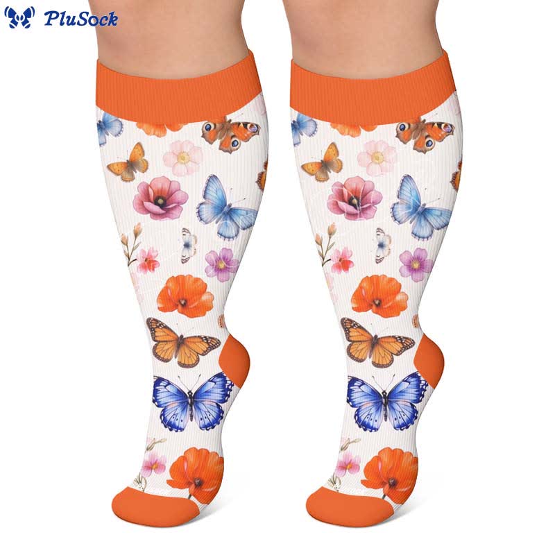 Plusock Plus Size Floral Print Compression Socks - image 5