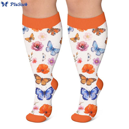 Plusock Plus Size Floral Print Compression Socks - image 5