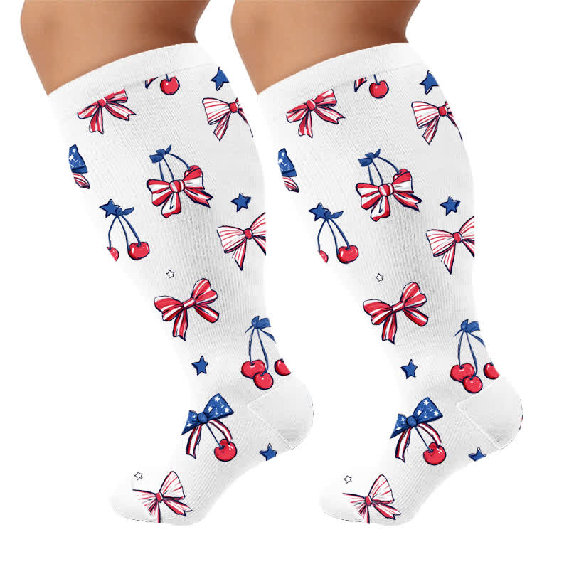 Plusock Plus Size Independence Balloons Compression Socks - White(1 Pair) - 4XL - image 9