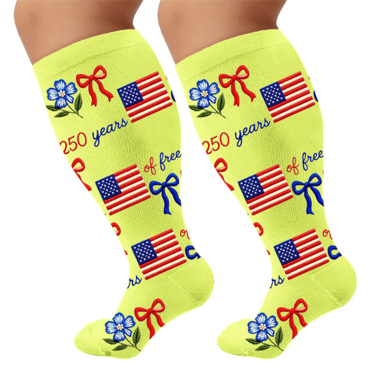 Plusock Plus Size Independence Balloons Compression Socks - Yellow(1 Pair) - 4XL - image 10