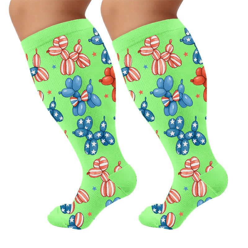 Plusock Plus Size Independence Balloons Compression Socks - Green(1 Pair) - 4XL - image 8
