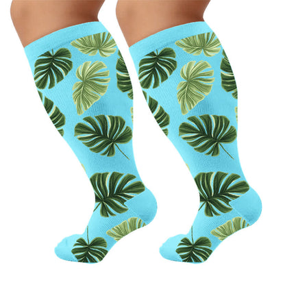 Plusock Plus Size Botanical Compression Socks - Blue(1 Pair) - 4XL - image 8