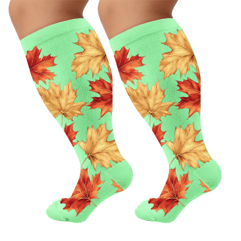 Plusock Plus Size Botanical Compression Socks - Green(1 Pair) - 4XL - image 10