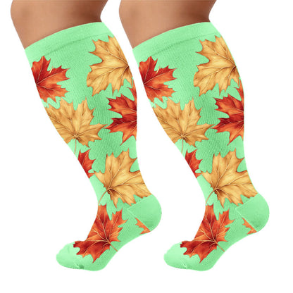 Plusock Plus Size Botanical Compression Socks - Green(1 Pair) - 4XL - image 10