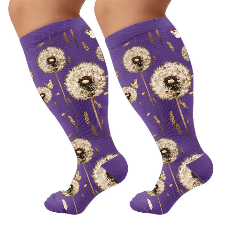 Plusock Plus Size Botanical Compression Socks - Purple(1 Pair) - 4XL - image 9