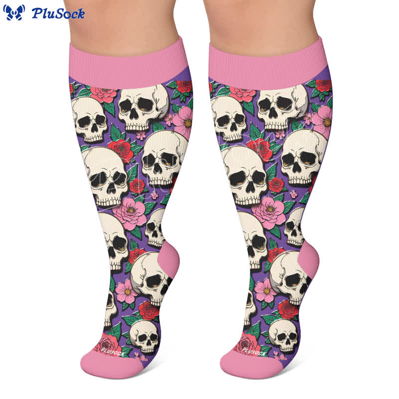 Plusock Plus Size Skull Dark Compression Socks - image 6