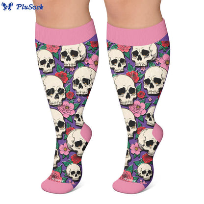 Plusock Plus Size Skull Dark Compression Socks - image 6