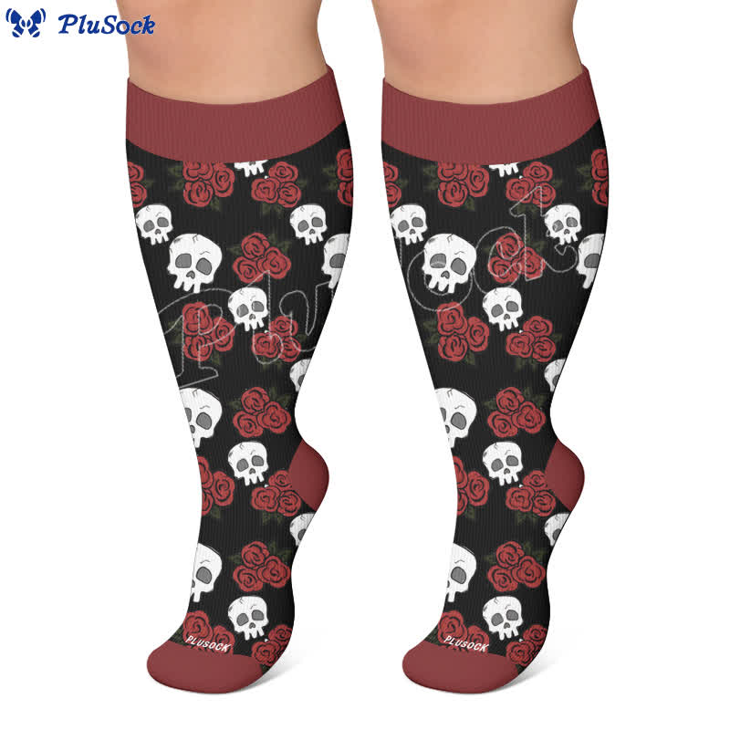 Plusock Plus Size Skull Dark Compression Socks - image 5