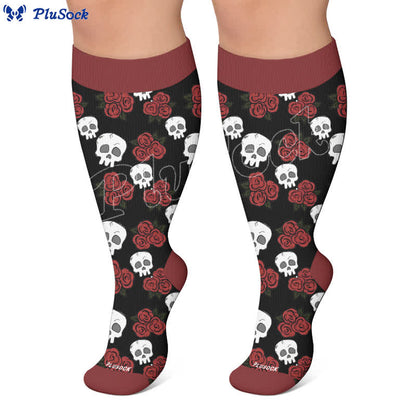 Plusock Plus Size Skull Dark Compression Socks - image 5