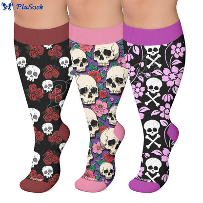 Plusock Plus Size Skull Dark Compression Socks - image 0