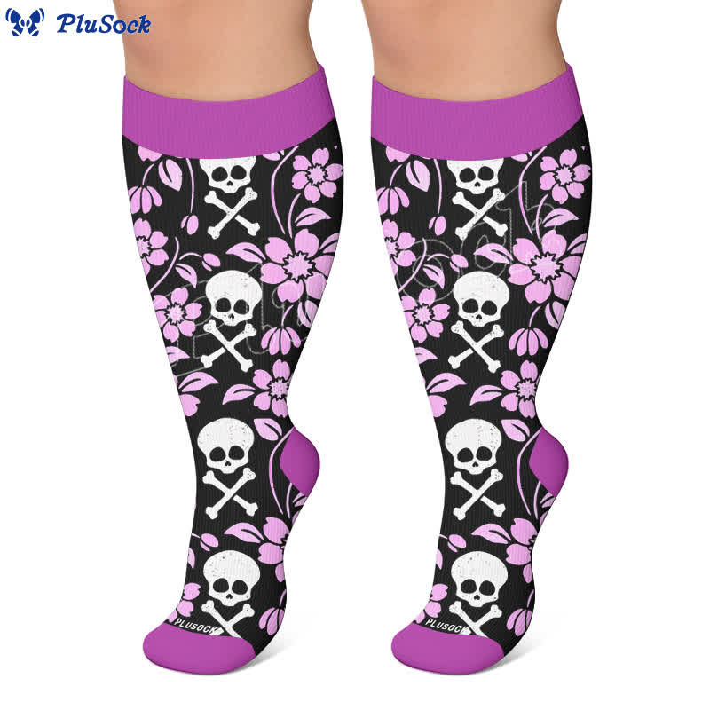 Plusock Plus Size Skull Dark Compression Socks - image 7