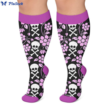 Plusock Plus Size Skull Dark Compression Socks - image 7