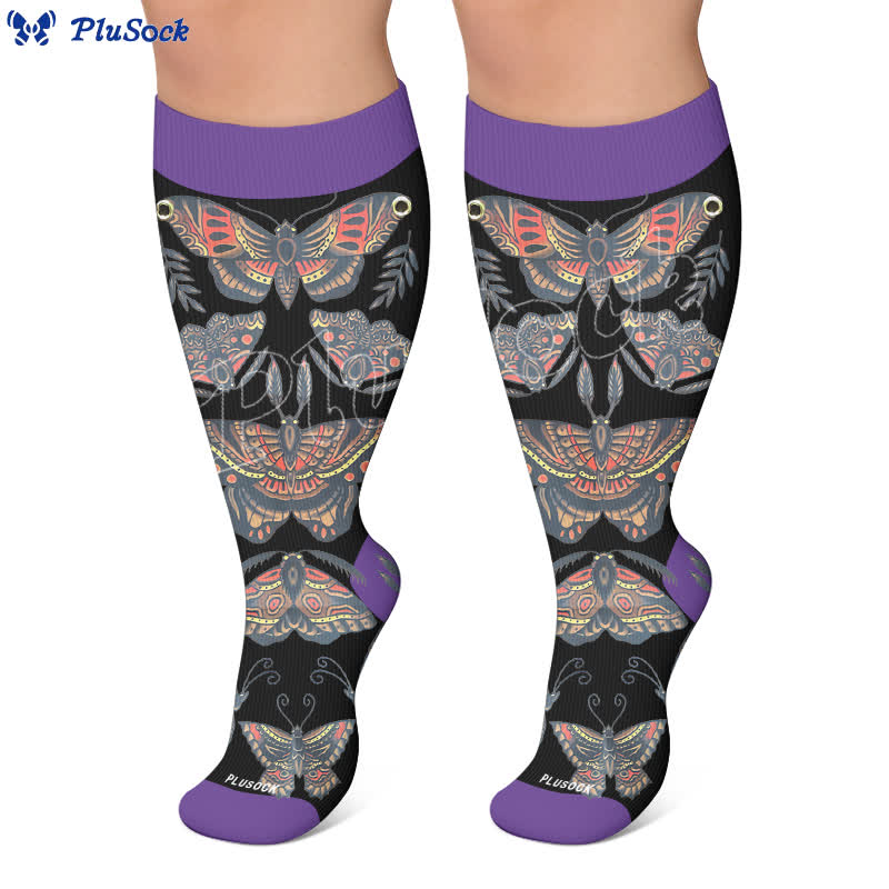 Plusock Plus Size Dark Butterfly Compression Socks - image 6
