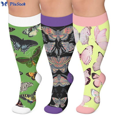 Plusock Plus Size Dark Butterfly Compression Socks - image 0