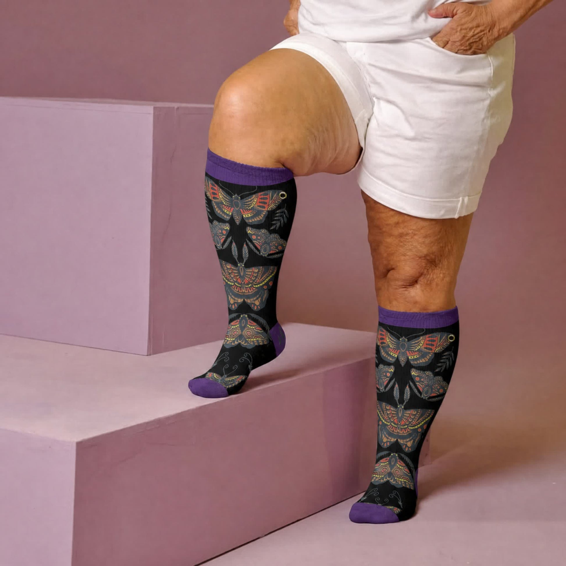 Plusock Plus Size Dark Butterfly Compression Socks - image 2