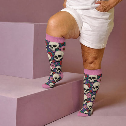 Plusock Plus Size Skull Dark Compression Socks - image 2