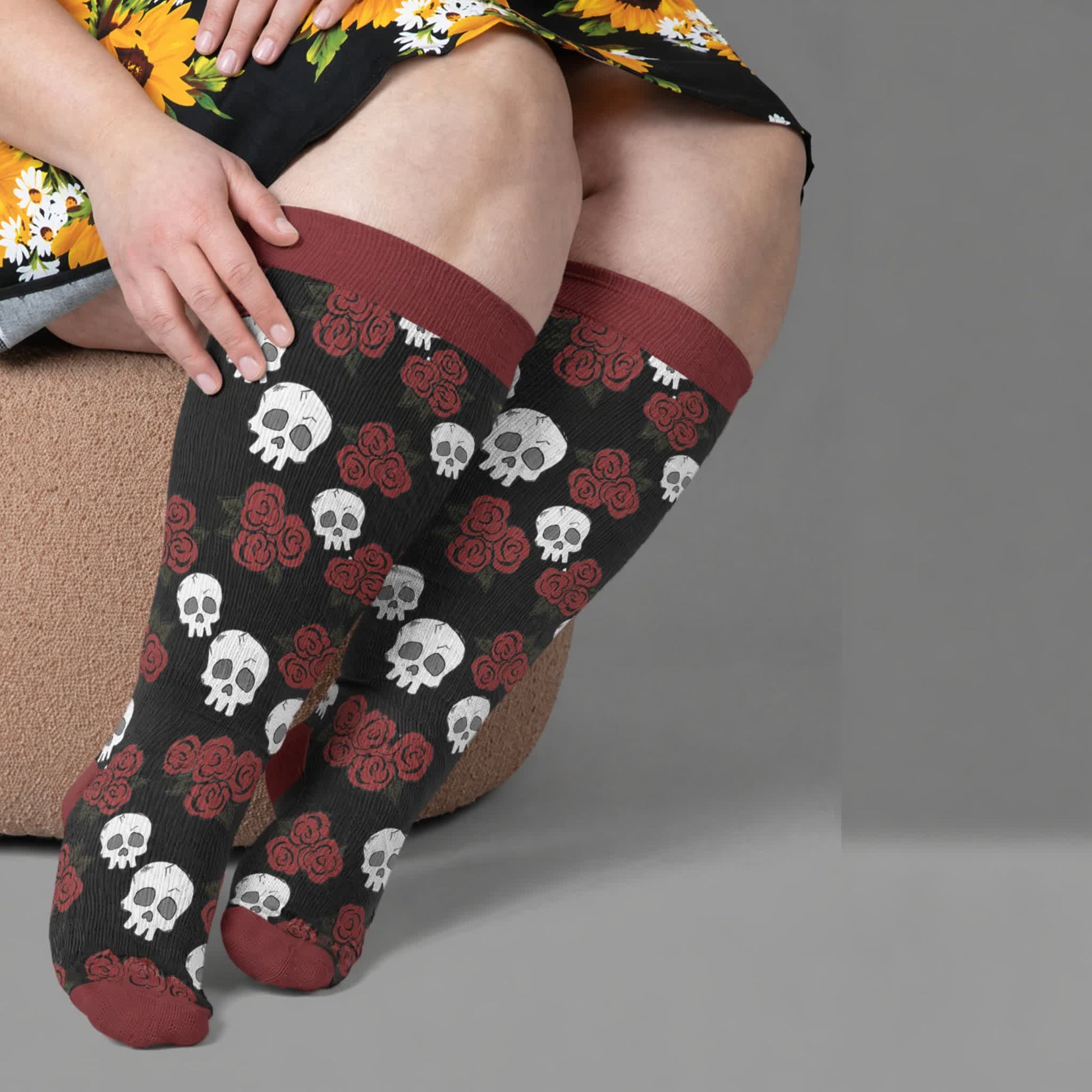 Plusock Plus Size Skull Dark Compression Socks - image 1