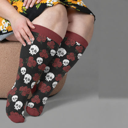 Plusock Plus Size Skull Dark Compression Socks - image 1
