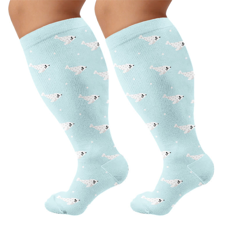 Plusock Plus Size Seal Otter Frog Compression Socks - Blue(1 Pair) - 4XL - image 8
