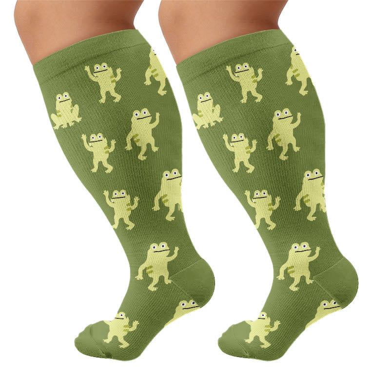 Plusock Plus Size Seal Otter Frog Compression Socks - Green(1 Pair) - 4XL - image 9