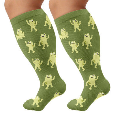 Plusock Plus Size Seal Otter Frog Compression Socks - Green(1 Pair) - 4XL - image 9