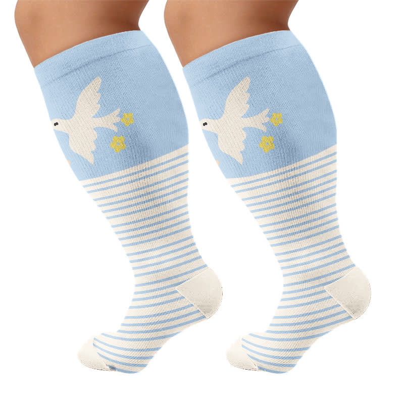 Plusock Plus Size Animal Striped Compression Socks - Light Blue(1 Pair) - 4XL - image 9
