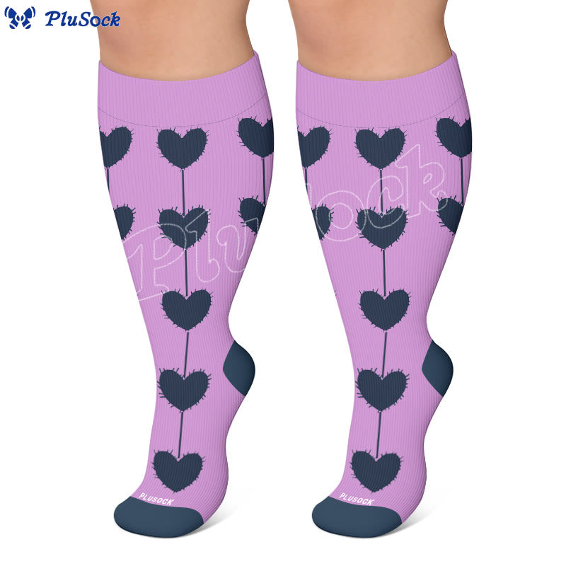 Plusock Plus Size Floral Nordic Heart Compression Socks - image 4