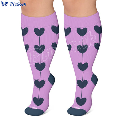 Plusock Plus Size Floral Nordic Heart Compression Socks - image 4