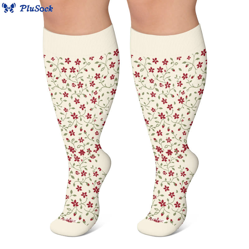 Plusock Plus Size Floral Nordic Heart Compression Socks - image 2