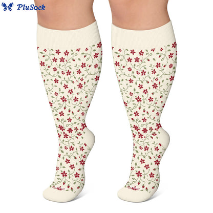 Plusock Plus Size Floral Nordic Heart Compression Socks - image 2