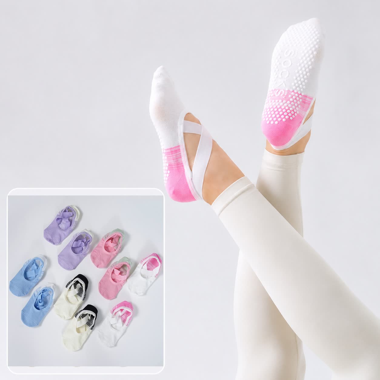 Plusock Cross Strap Grip Crew Socks(3 Pairs) - image 0